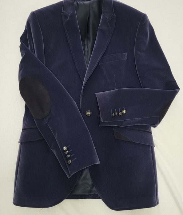 Sacou nou catifea bărbați mărime 46 blue/petrol