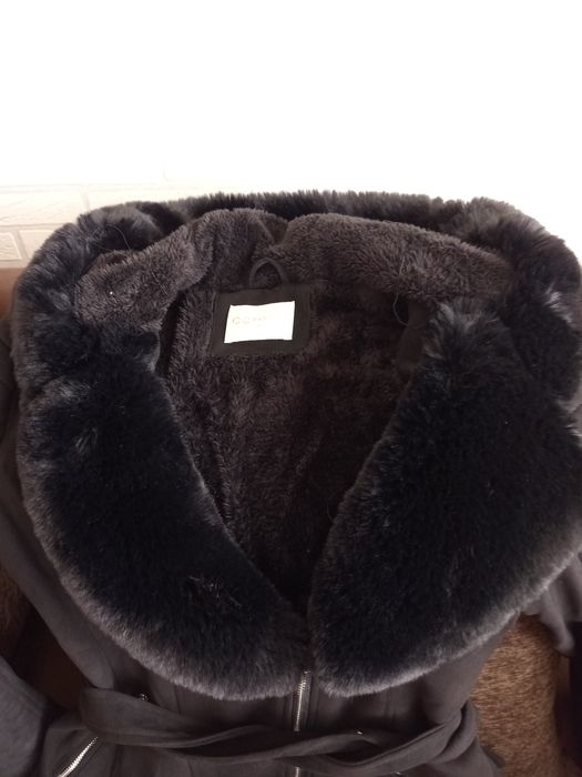 Дамско черно дълго  яке