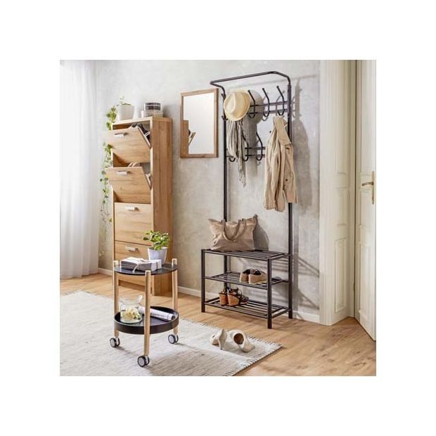 СТОМАНЕНА закачалка+етажерка за обувки на 3 етажа