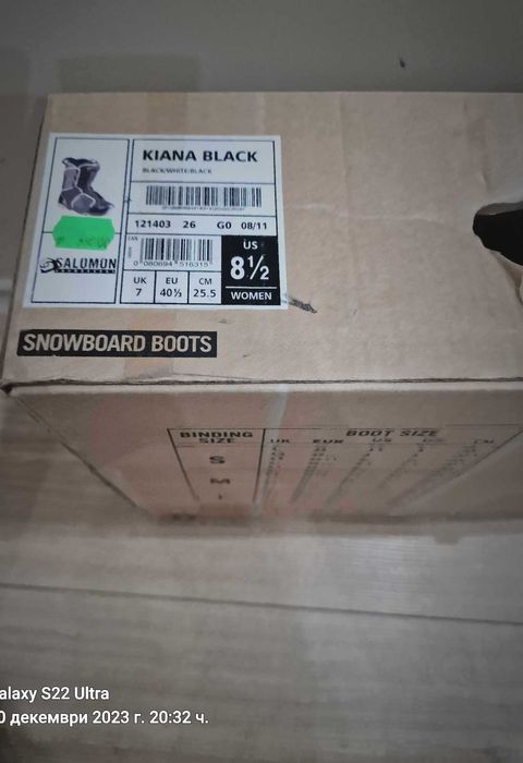 Сноуборд обувки   SALOMON- Kiana Black, размер EU 40 1/3; CM 25.5