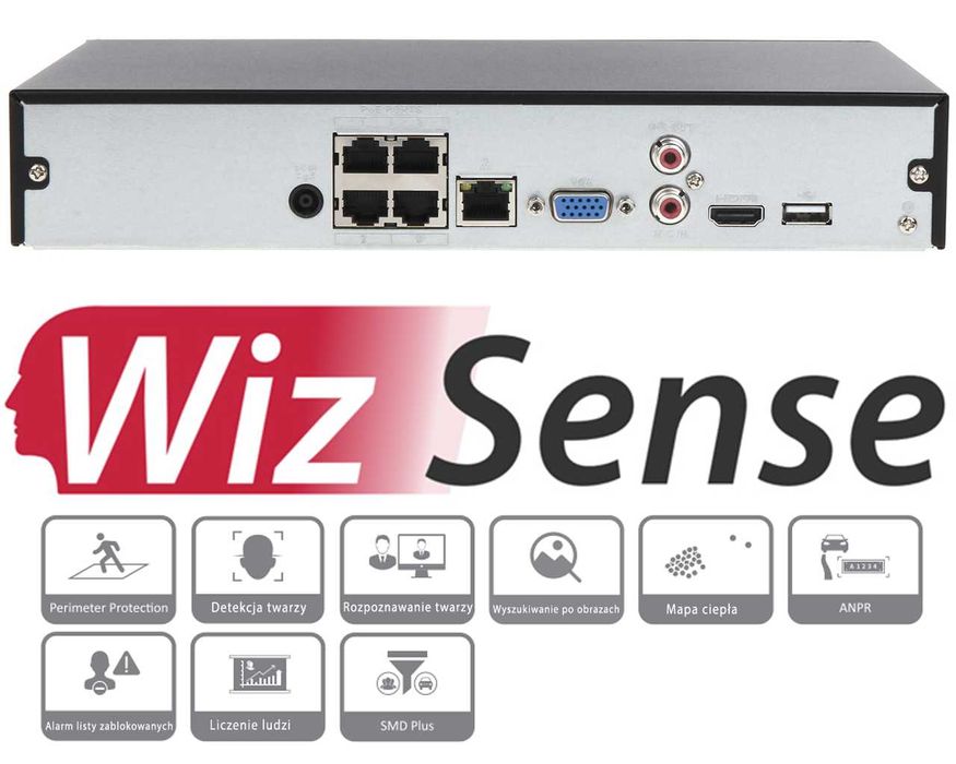 NVR 4 canale 16MP PoE Dahua NVR4104HS-P-EI 16MP H.265+ SMD Plus IVS Perimetru AI Nou