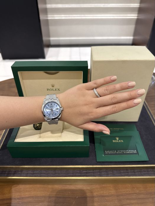 Rolex Datejust 41mm Steel Ice Blue Arabic Dial Custom 126300