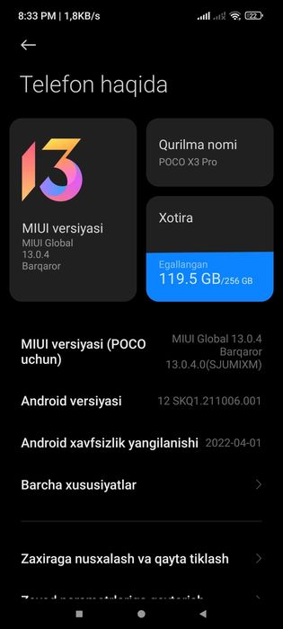 Poco x3 pro  holadi ideal   256 tali