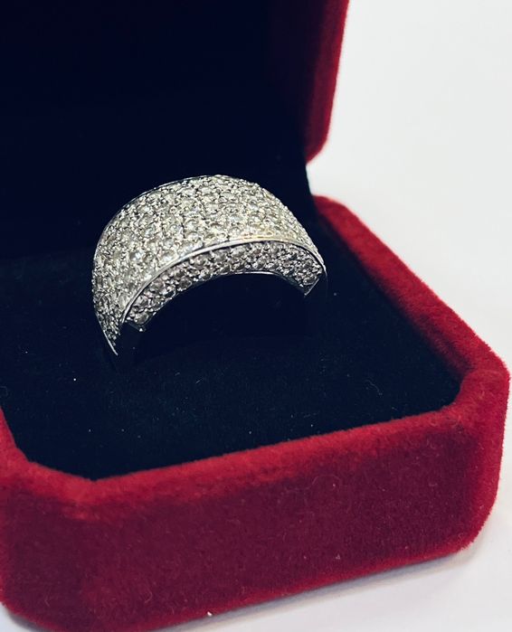 Дамски пръстен бяло злато и брилянти