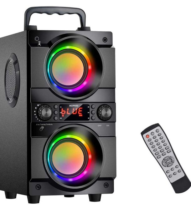 Bluetooth 5.0 тонколона стерео FM,USB,LED цветни светлини,дистанционно