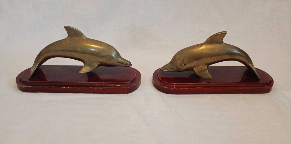 Statuete delfini din alama masiva / bronz, in stil art-deco