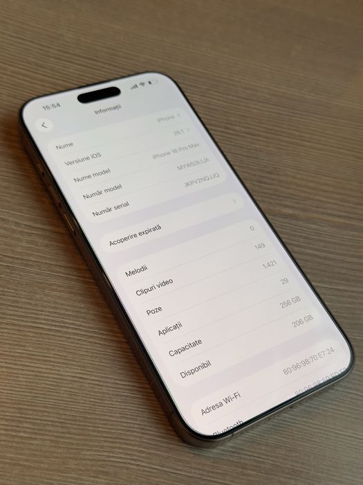 iPhone 16 Pro Max 256GB 96% Sanatate Baterie Full Box E-sim