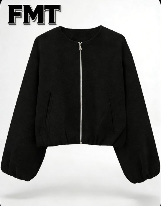 Чёрный укороченный бомбер FMT
