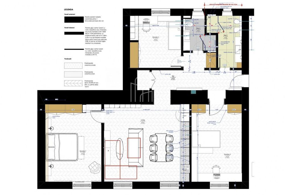 Apartament semifinisat avansat – 120 mp SEMICENTRAL.