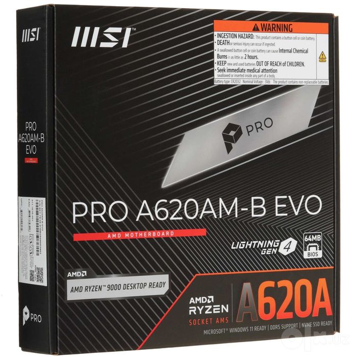 - Материнская плата MSI PRO A620M-B EVO AM5