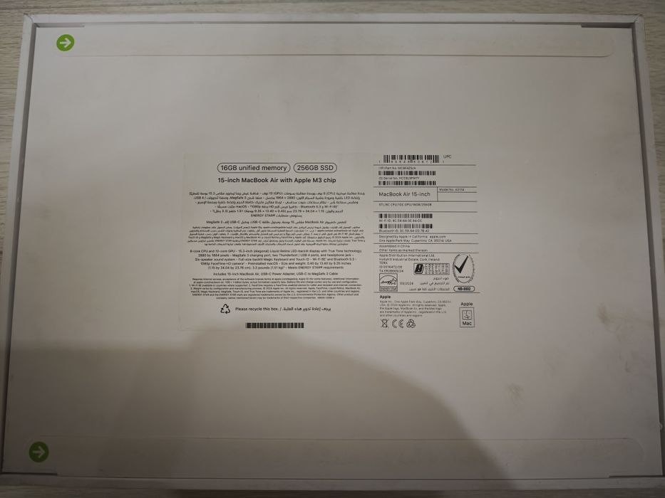 Macbook air 15 m3 16/256 model A3114