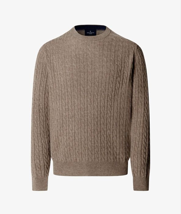 80% вълна Hackett London Cable Crew Lambswool Pullover ОРИГИНАЛ мъжки пуловер - L/XL
