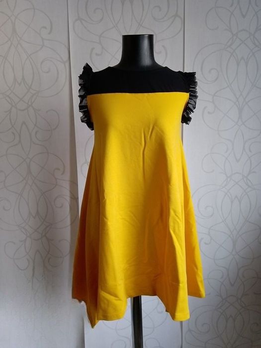 НОВА туника рокля, размер L, XL, цвят червен и жълт, памук и еластан