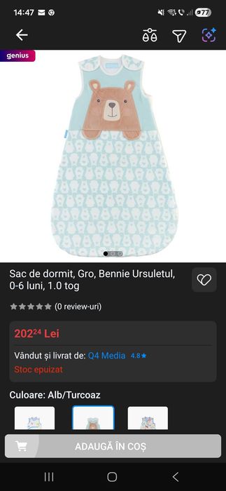 Saculet dormit copii Grobag 6-18 luni