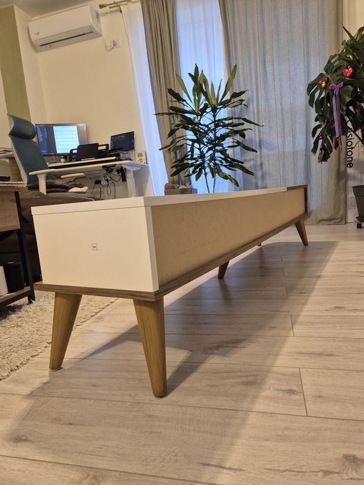 Comoda TV alb+lemn - stil scandinav