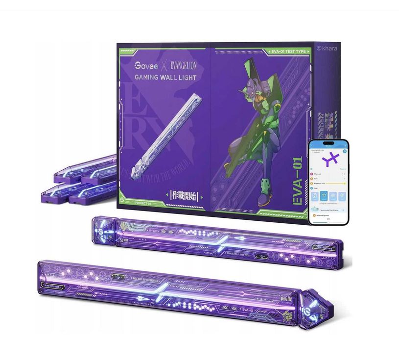 Govee x Evangelion Gaming Wall Light, 16 Light Sections & 8 Connectors, High-Level DIY Customization, Wi-Fi + Bluetooth Connectivity