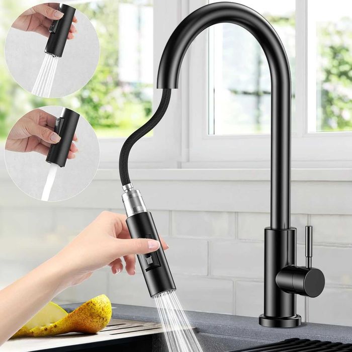 Baterie bucatarie cu dus extractabil, robinet mixer pentru chiuveta rotativ la 360°