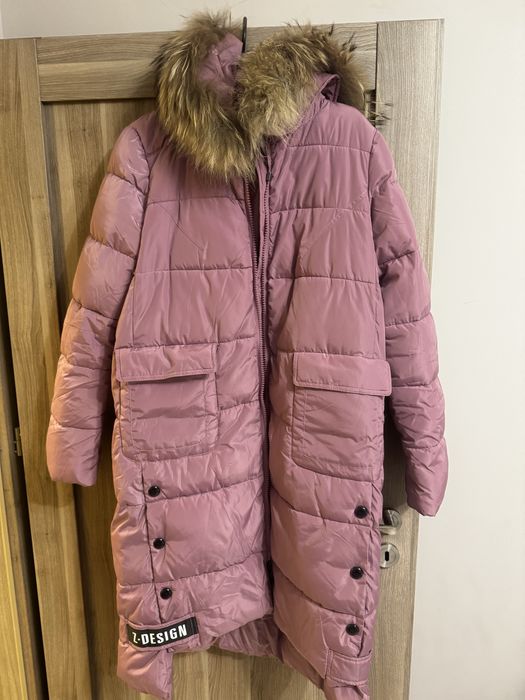 Дамски Черен елек Zara и яке с естествен пух