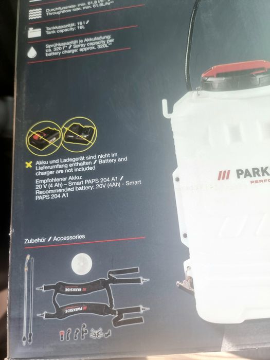NOU/Sigilat/Garanție Parkside Performance 20V Pulverizator cu presiune Pompa de stropit electrica/vermorel/atomizor baterii acumulator-peste Ruris