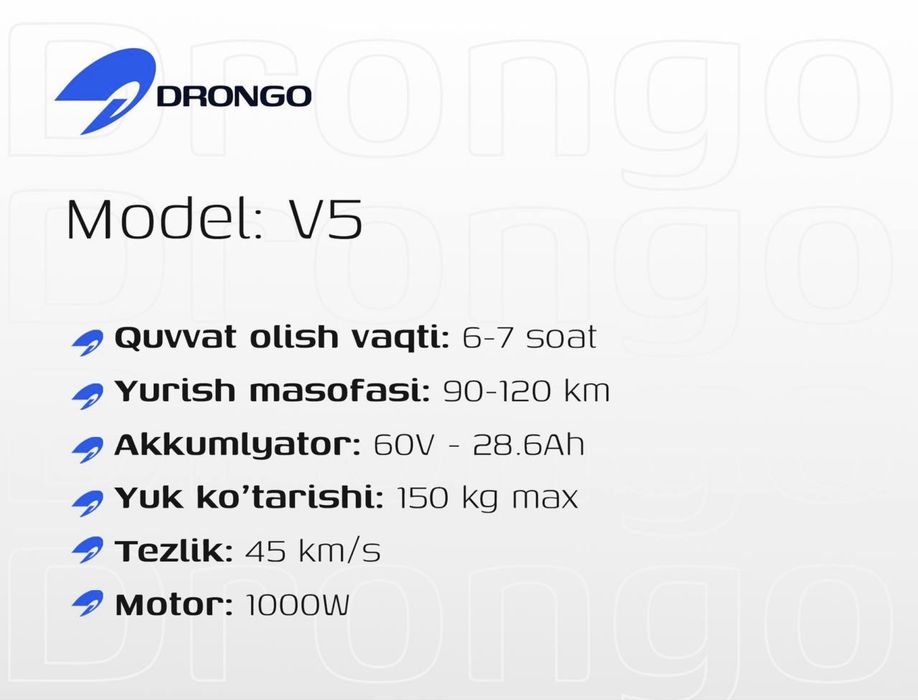Абсолютно новый электро скутер DRONGO MONSTER V5 мега акция