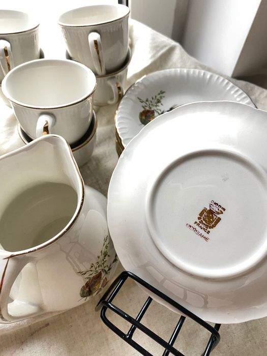 Set cafea vinatge francez Digoin Sarreguemines – colecția Bergame
