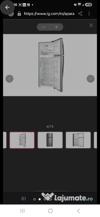Frigider cu 2 usi LG GTB583PZHZD no frost wifi 410 L