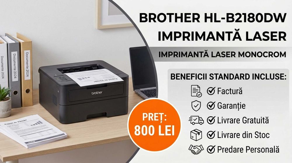 Brother HL-B2180DW Laser Mono - Wi-Fi, Duplex, Factură, Garanție