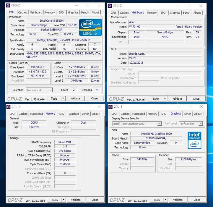 Laptop 17,3" Acer Aspire V3-771, i5-2520M, 8 GB RAM, SSD+HDD