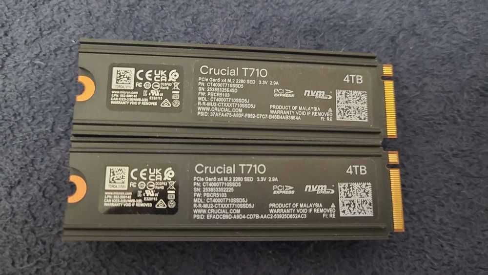 SSD Crucial T710 de 4TB NVMe PCIe Gen 5.0 , nou, original , heatsink