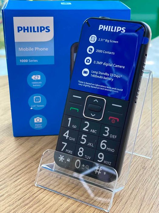 Telefon cu butoane Philips E171L, Dual SIM - Negru - Nou