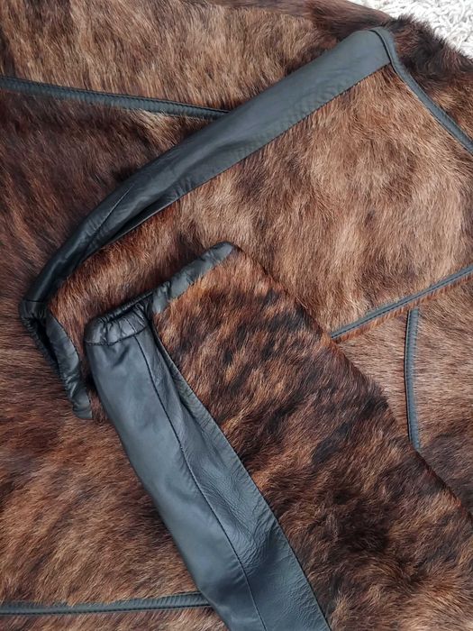 Дамско палто от естествен еленски косъм и телешки бокс