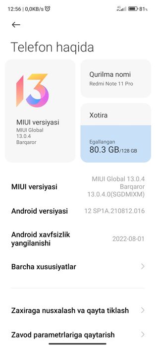 Redmi not 11pro juda zoʻr telefon