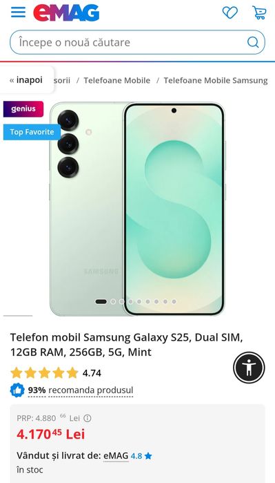 Samsung Galaxy S25, Dual SIM, 12GB RAM, 256GB, 5G, Mint