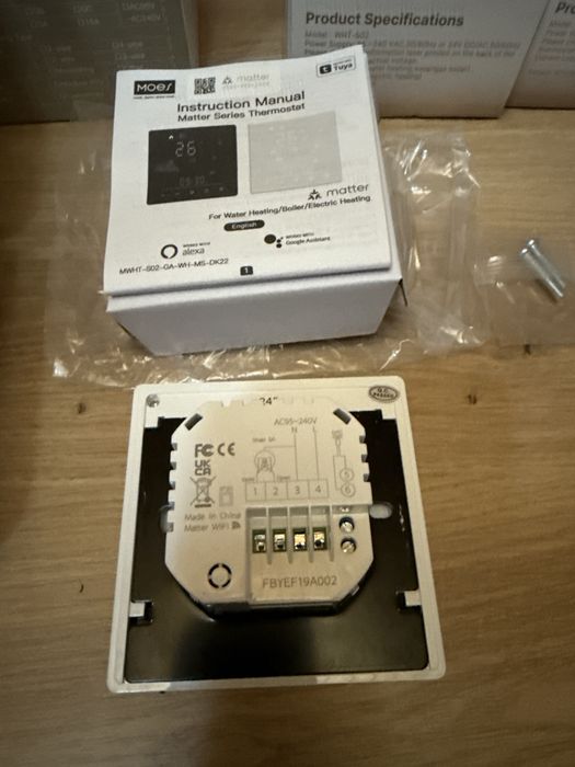 MOES Matter WiFi Wireless Smart Thermostat MWHT-S02-GA-WH-MS Amazon Alexa Google Assistant Tuya Smart