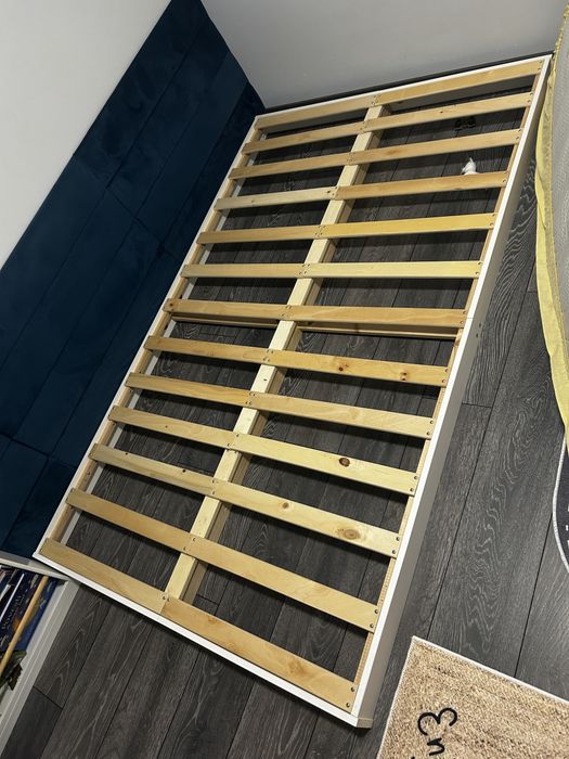 Cadru de pat, alb, 120x200 cm, lemn masiv de pin