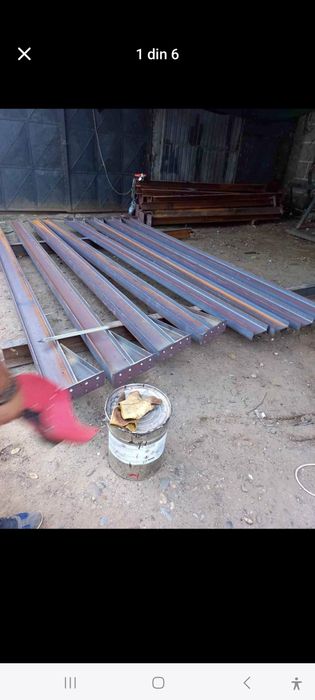 Vând 4ferme metalice la 10m din ipe160 cu 8stalpi la 4m cu cuzineti
