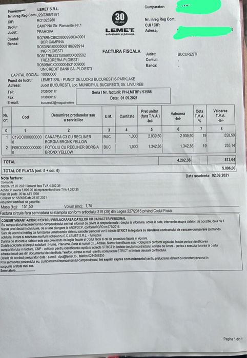 Canapea cu reclinere