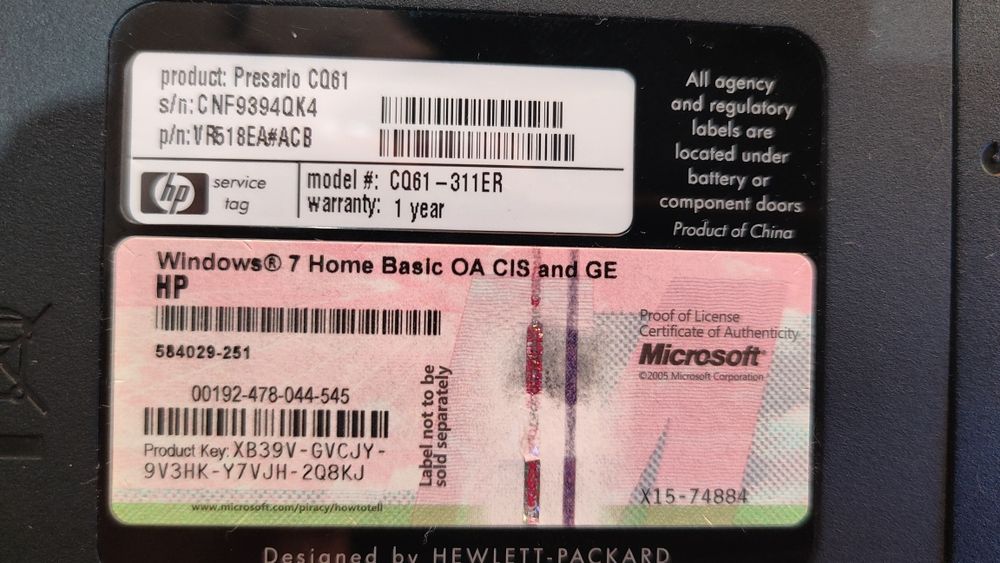 Ноутбук HP Presario CQ61