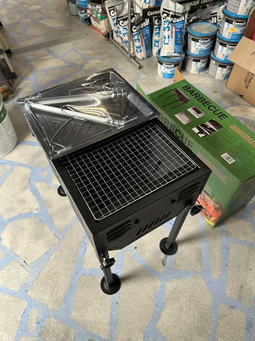 Преносимо сгъваемо барбекю скара с регулируема височина