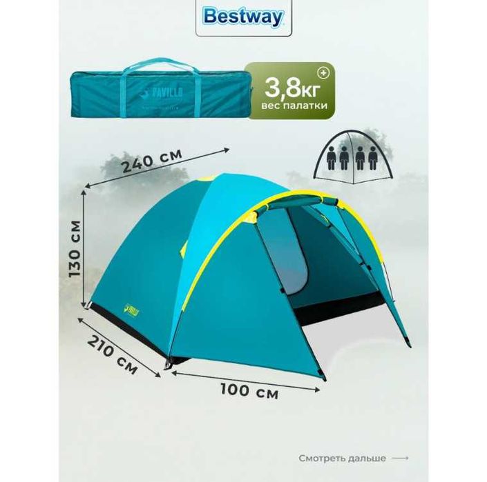 ПАЛАТКА пляж BESTWAY-68091 4Х МЕСТНАЯ-310х240х130см Доставка бесплатно