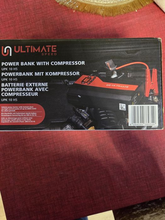 Compresor cu cabluri de dat curent si power bank
