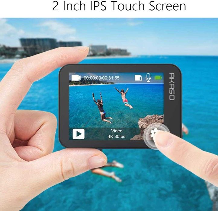 Camera Video Sport WiFi AKASO V50X UltraHD 4K/30FPS/20MP, Stabilizare Electronica, Unghi Reglabil 170°, Zoom Digital, Telecomanda, Waterproof, Black