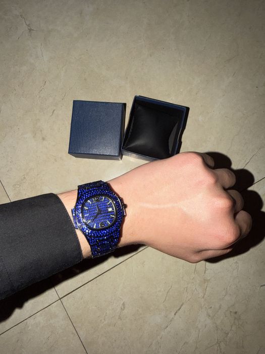 Ceas cu diamante / iced out / ceas cu cristale / safire albastre patek