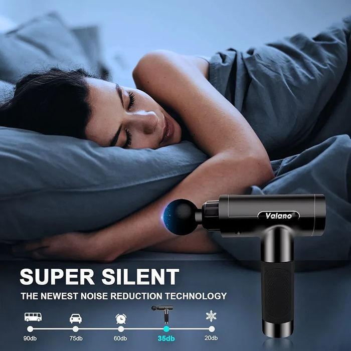 Масажен пистолет, 12 глави, 30 скорости, LCD екран, 6 часа автономност