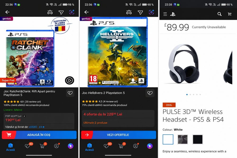 Vând/Schimb Jocuri PS5 + Căști PlayStation Pulse 3D Wireless (cu dongle USB)