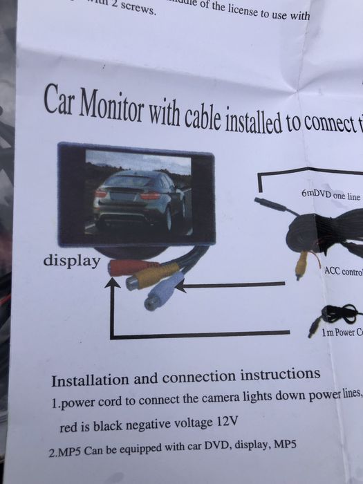 Задна камера с рамка за номер и Монитор с всички кабели само за 120 лв