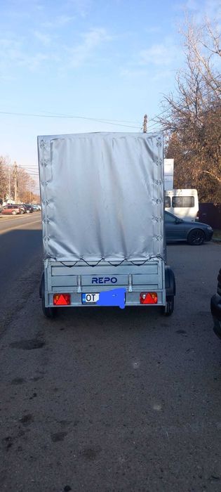 Remorca 750kg Repo doua axe cu prelata obloane,basculabila 260x140x180