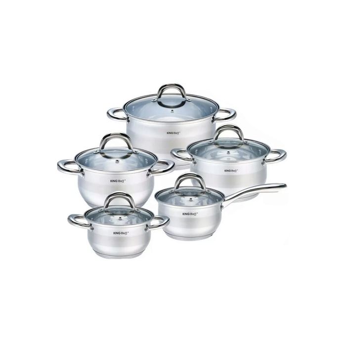 Set 5 oale cu capac, Inox, dimensiuni 16/16/18/20/24cm, Fund termic