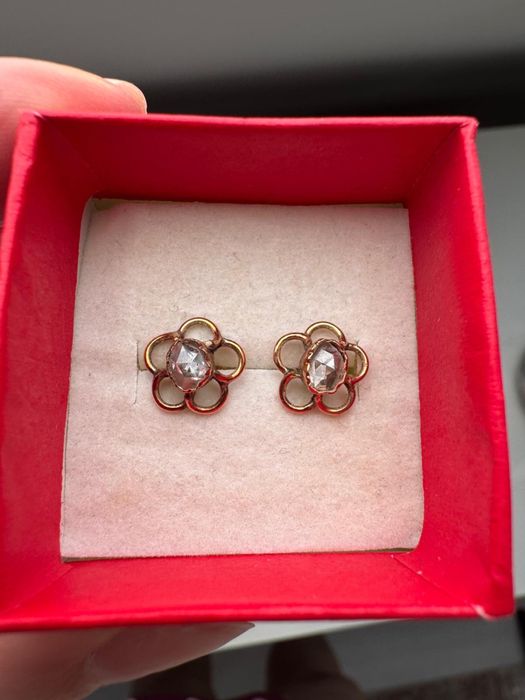 Cercei din aur 14 k si diamante naturale