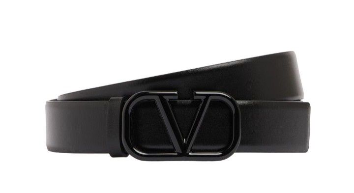 Curea piele naturala super model, logo metalic negru, saculet, cutie